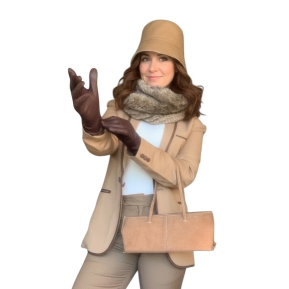 Bundle of 4 items Knit Scarf, leather gloves, hat and bag. - Picture 12 of 12